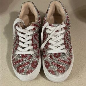 Betsey Johnson Red and Silver Glitter Sneakers